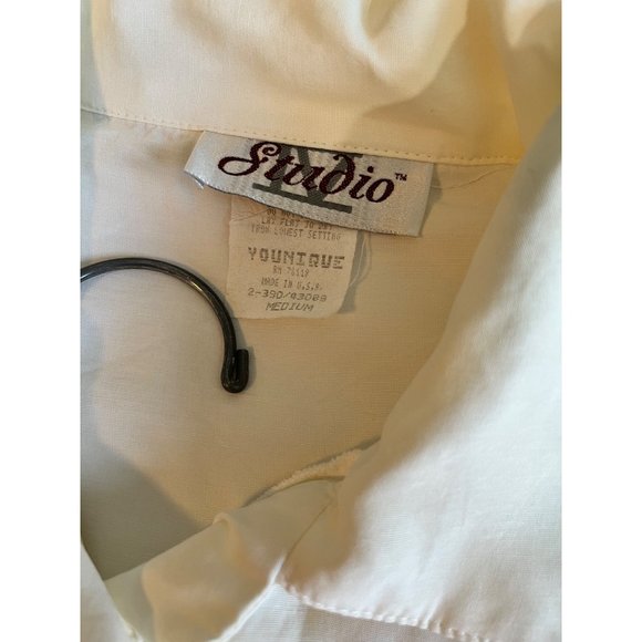 Vintage Studio IV Womens Top Medium Ivory Short Sleeve Embroidered Front - Picture 7 of 8